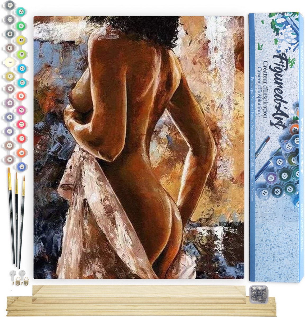 FiguredArt Schilderen op Nummer Volwassenen canvas Mooie bochten - Handwerk acrylverf Kit DIY Compleet - 40x50cm met DIY houten lijst